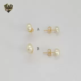 (1-1020-2) Gold Laminate - Pearl Stud Earrings - BGF