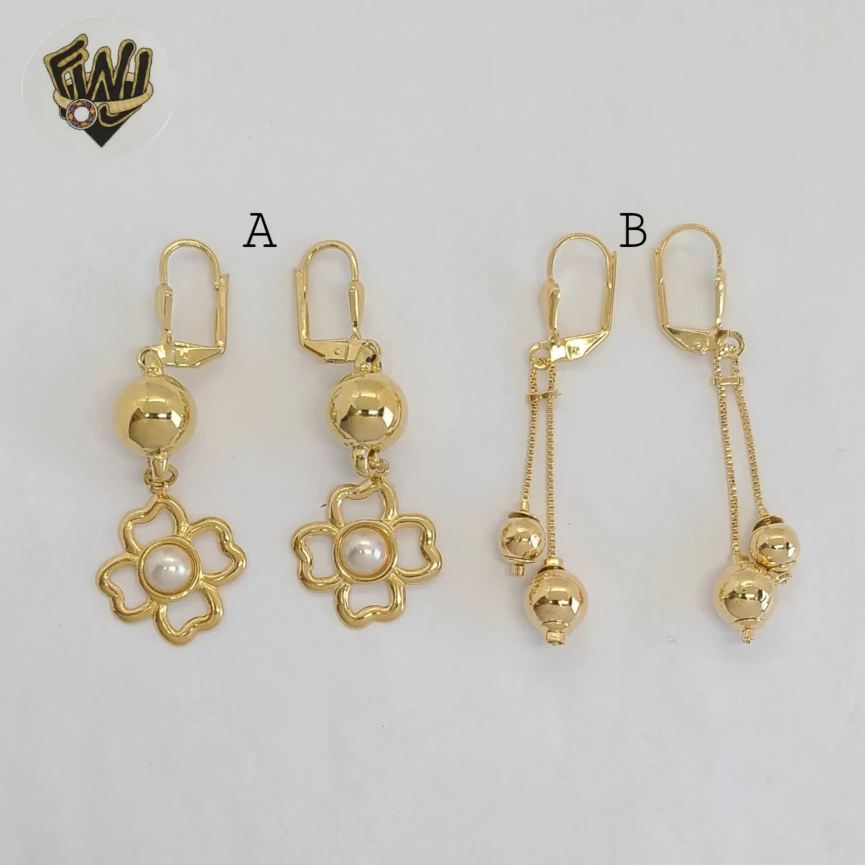 (1-1234) Gold Laminate - Long Earrings - BGF