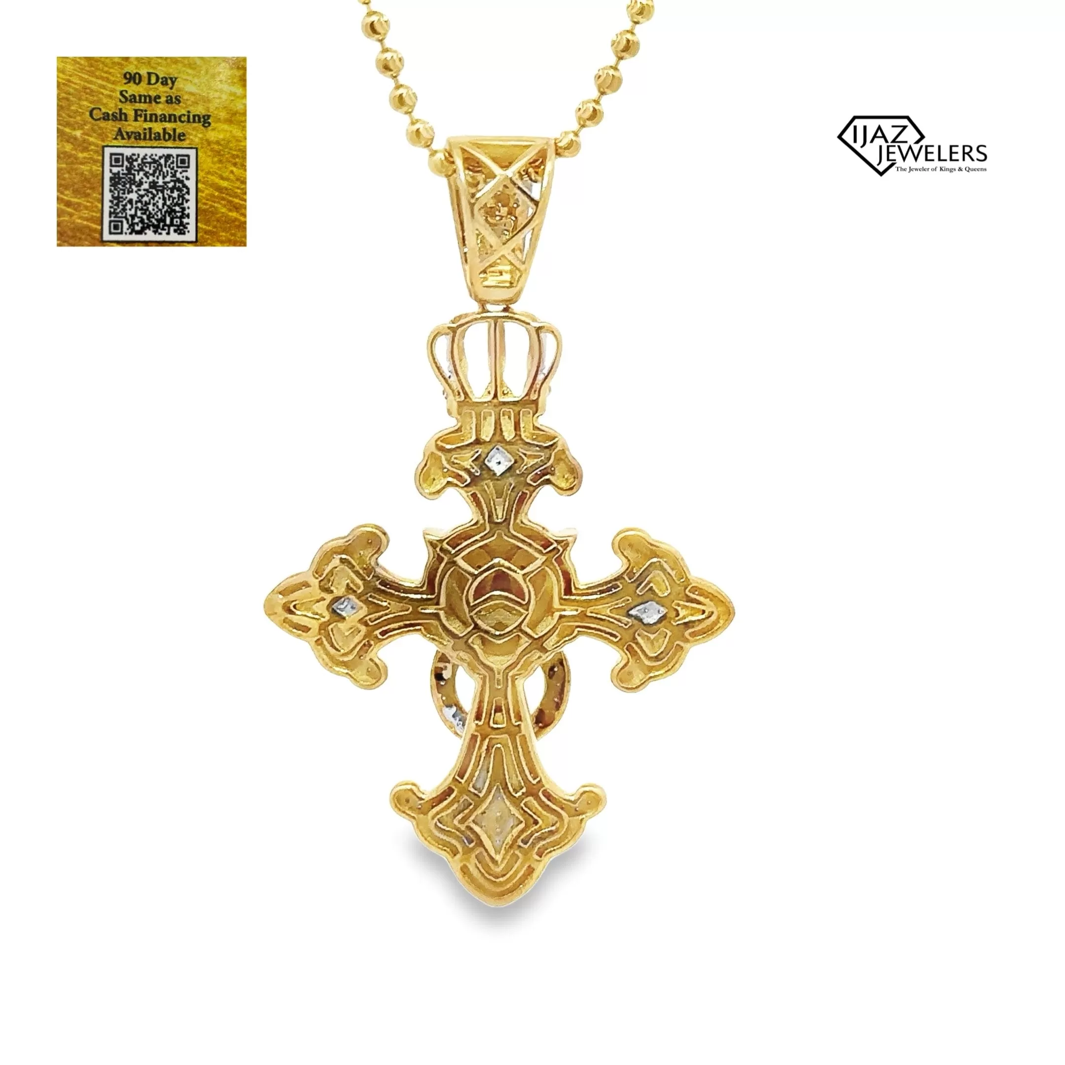 10K Gold 0.59 CTW Diamond Cross Lion Head Charm