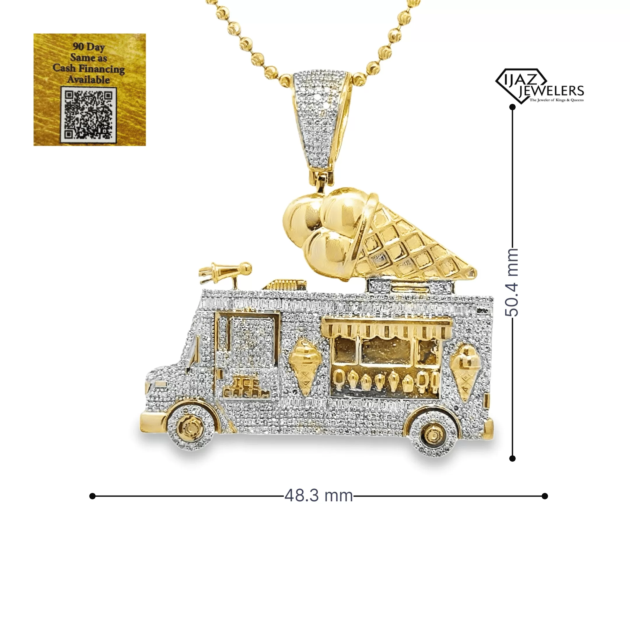 10K Gold 1 7/8 CTW Diamond Ice Cream Truck Charm