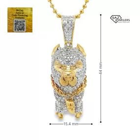 10K Gold 3.00 CTW Diamond Pitbull Charm