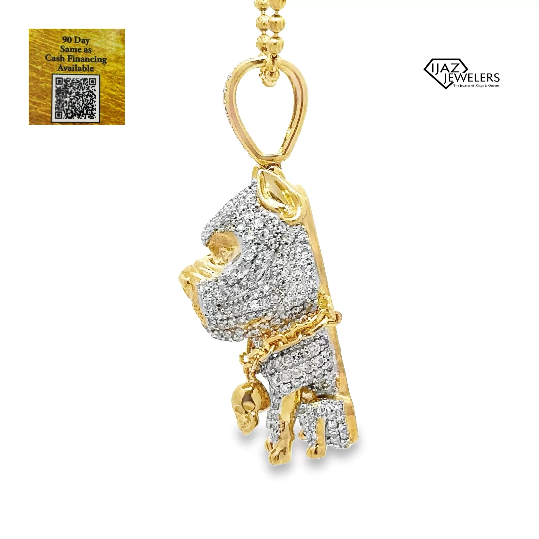 10K Gold 3.00 CTW Diamond Pitbull Charm