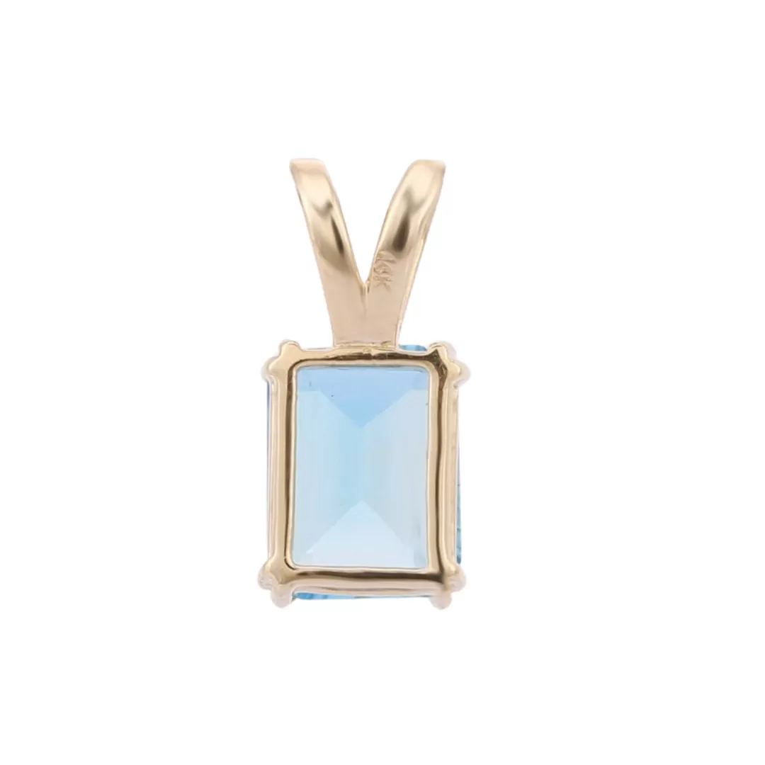 14K Gold Blue Topaz Pendant