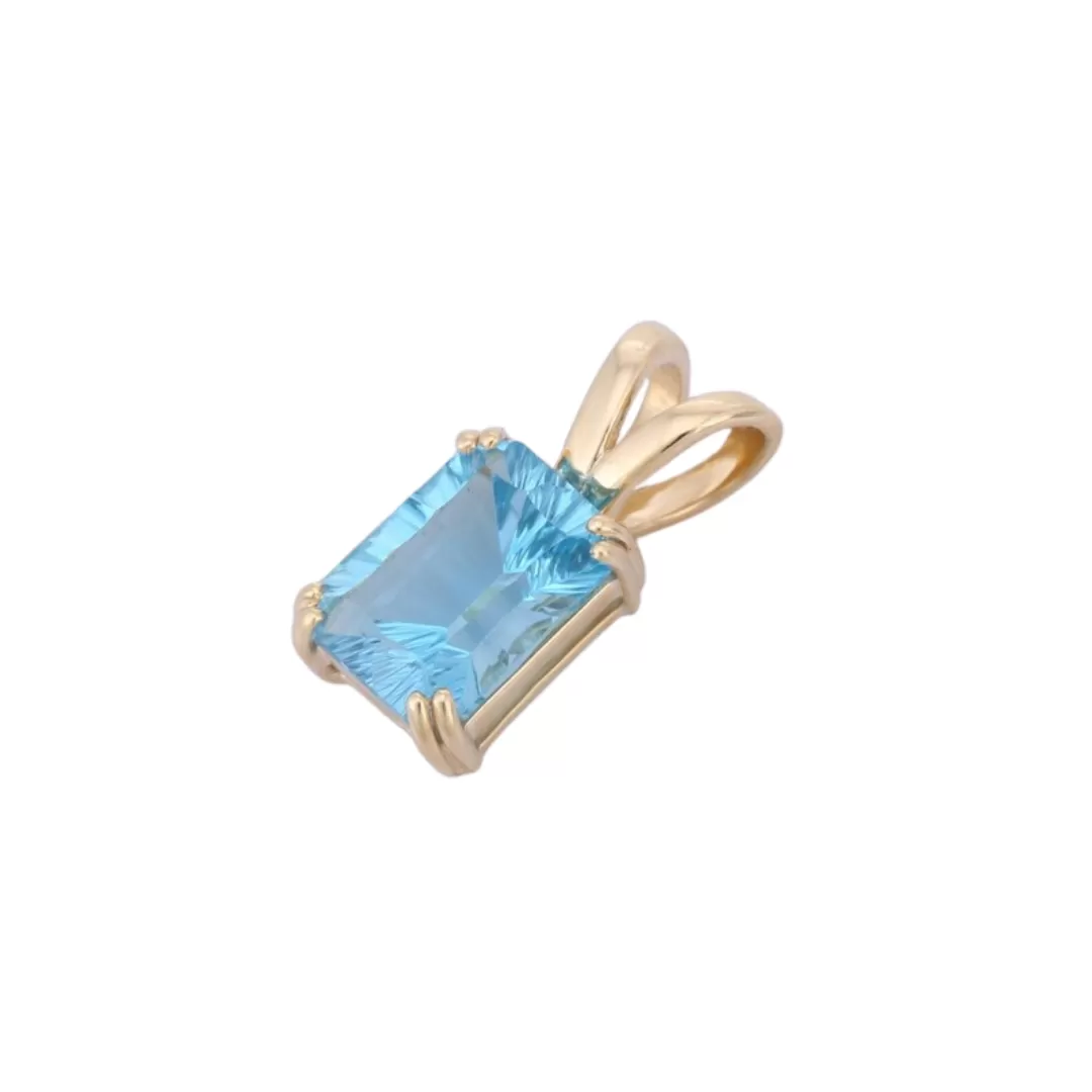 14K Gold Blue Topaz Pendant