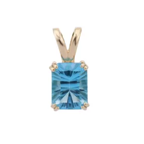 14K Gold Blue Topaz Pendant