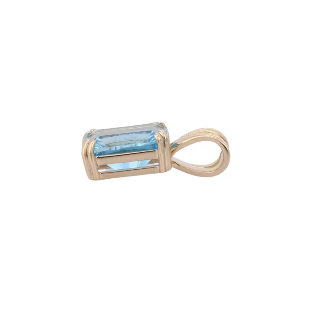 14K Gold Blue Topaz Pendant