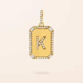 14K Gold Diamond Initial Dog Tag Charm