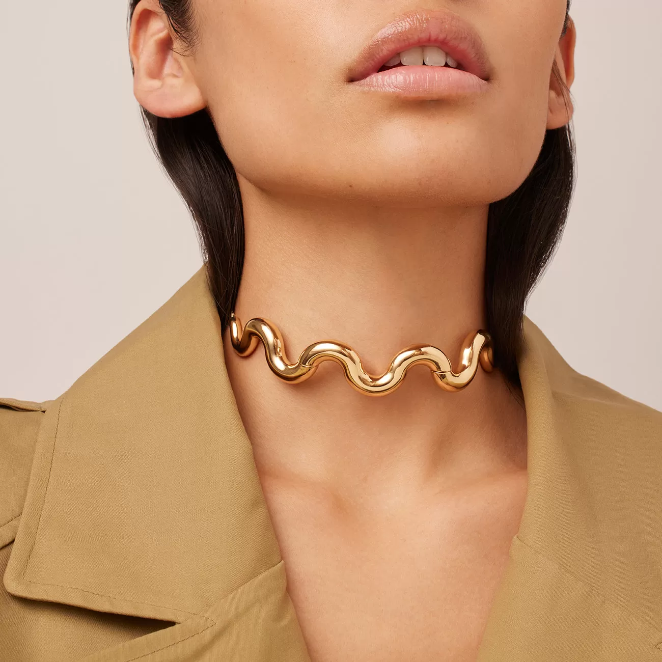 14K Gold Statement Ola Choker Necklace