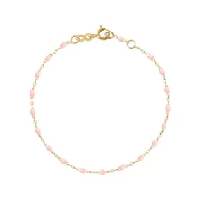 18K Gold and Baby Pink Resin Beaded Classic Bracelet