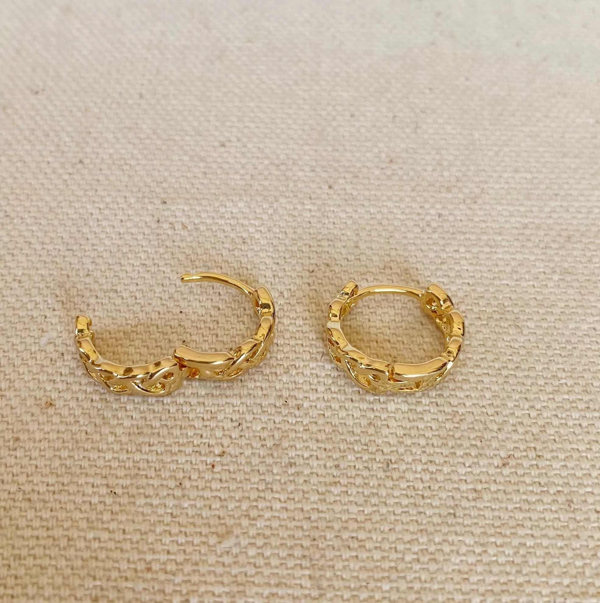 18k Gold Filled Braided Clicker Hoop Earrings