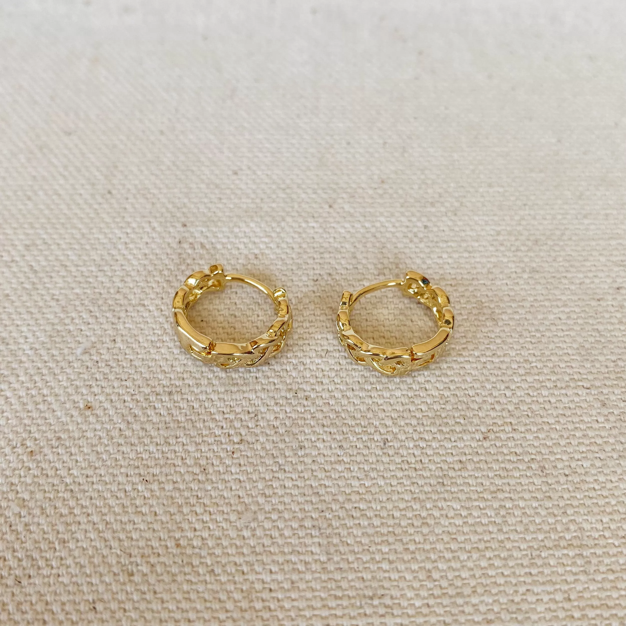 18k Gold Filled Braided Clicker Hoop Earrings