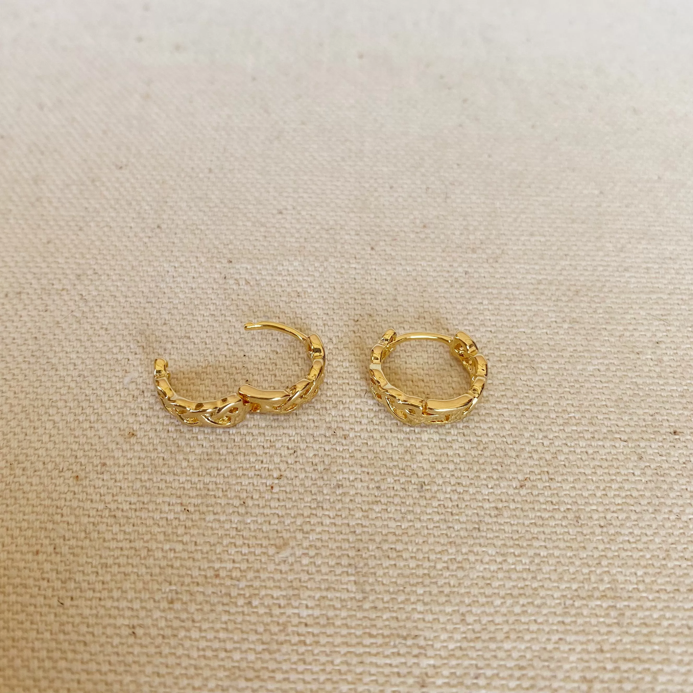 18k Gold Filled Braided Clicker Hoop Earrings