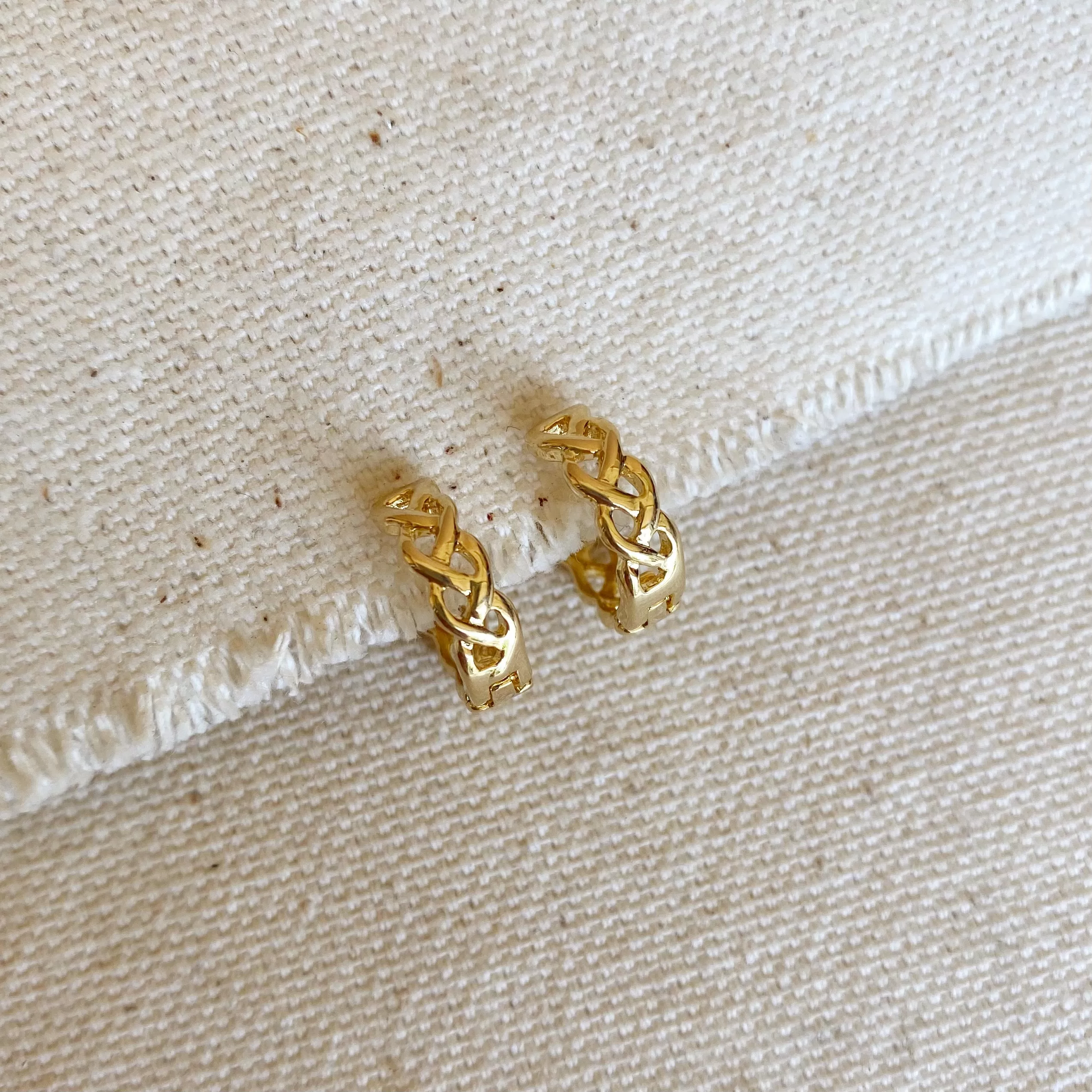 18k Gold Filled Braided Clicker Hoop Earrings