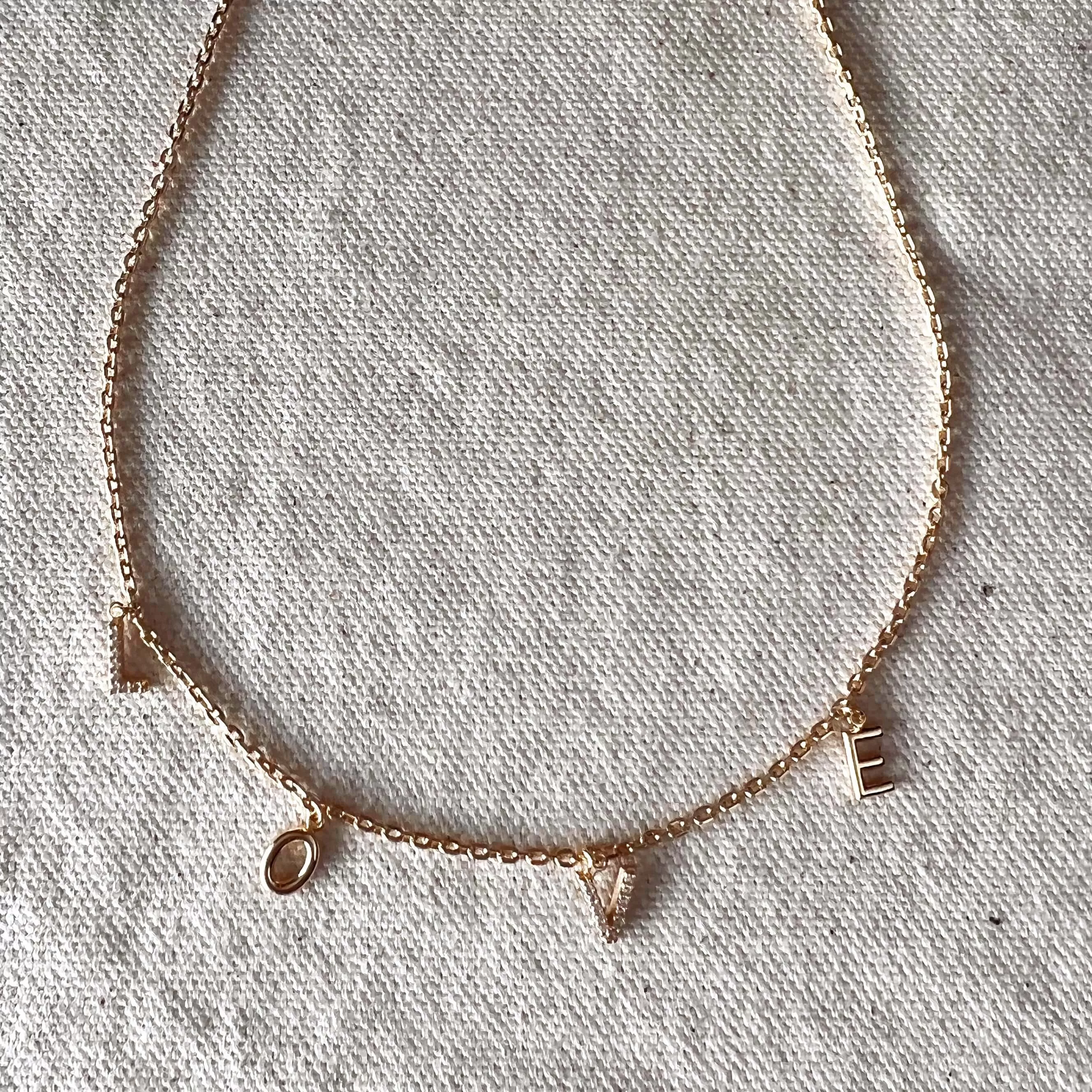 18k Gold Filled Dainty Love Letters Necklace