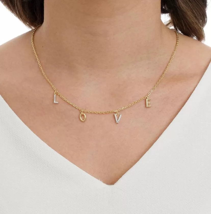 18k Gold Filled Dainty Love Letters Necklace