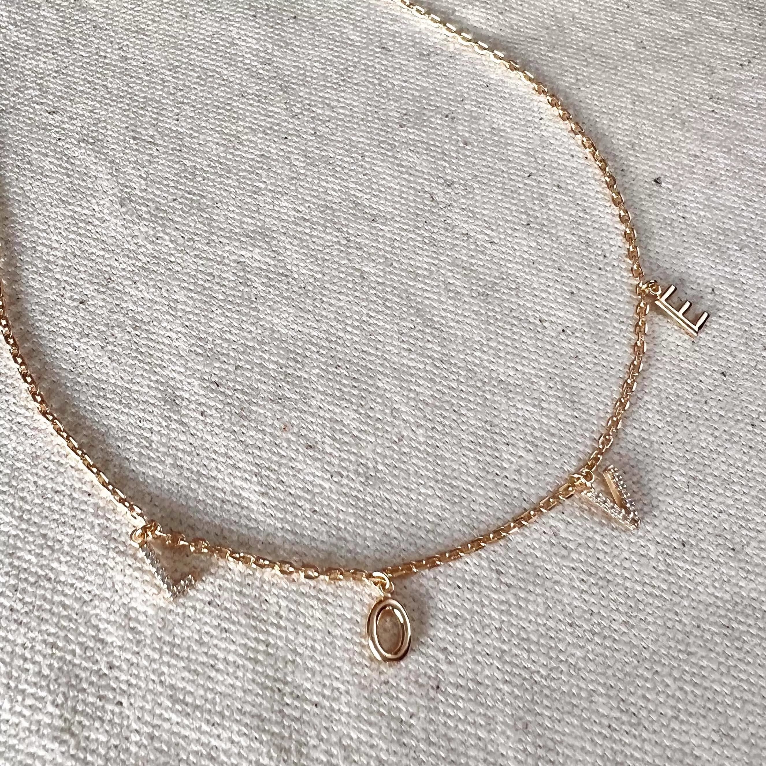 18k Gold Filled Dainty Love Letters Necklace