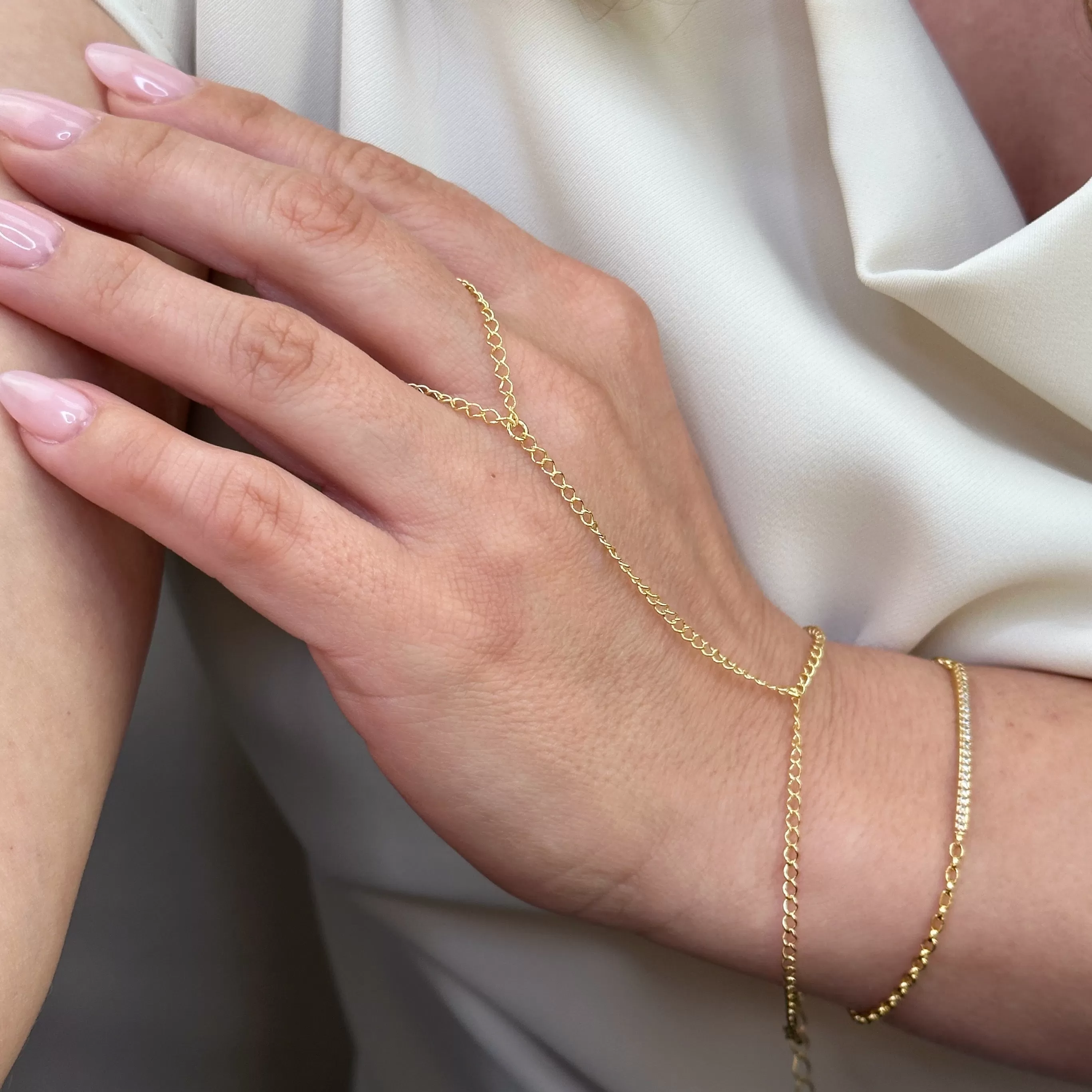 18k Gold Filled Plain Hand Chain