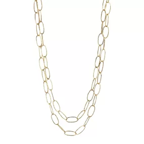 18K Gold Hammered Bubble Oval Chain Necklace