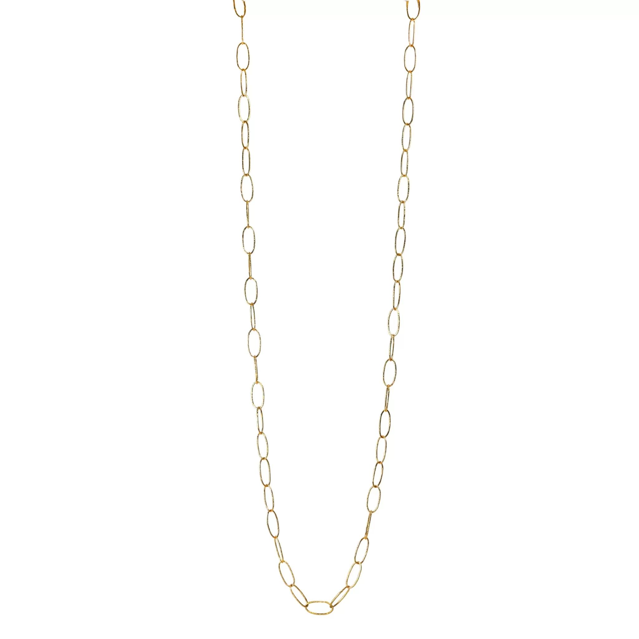 18K Gold Hammered Bubble Oval Chain Necklace