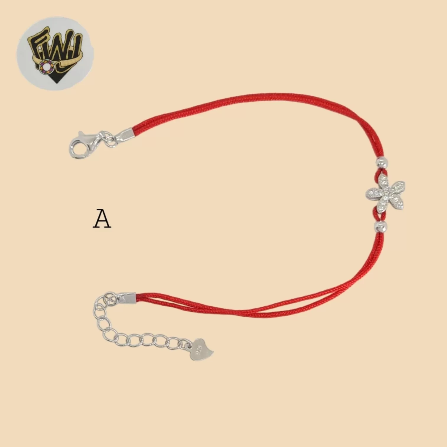 (2-0324) 925 Sterling Silver - 2mm Red String Bracelet.