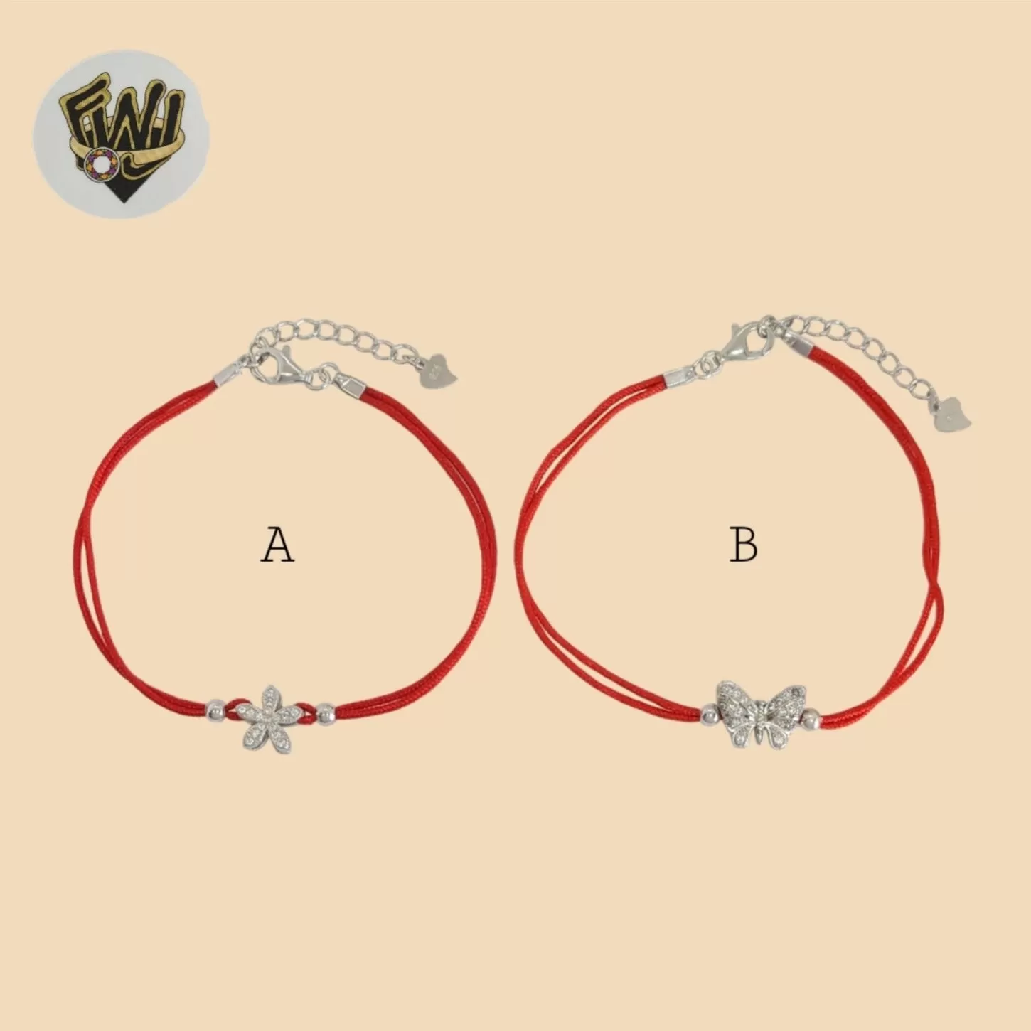 (2-0324) 925 Sterling Silver - 2mm Red String Bracelet.