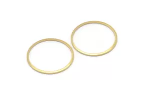 26mm Circle Connectors - 24 Raw Brass Circle Connectors (26x1x1mm) A2586