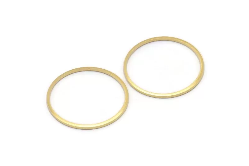 26mm Circle Connectors - 24 Raw Brass Circle Connectors (26x1x1mm) A2586