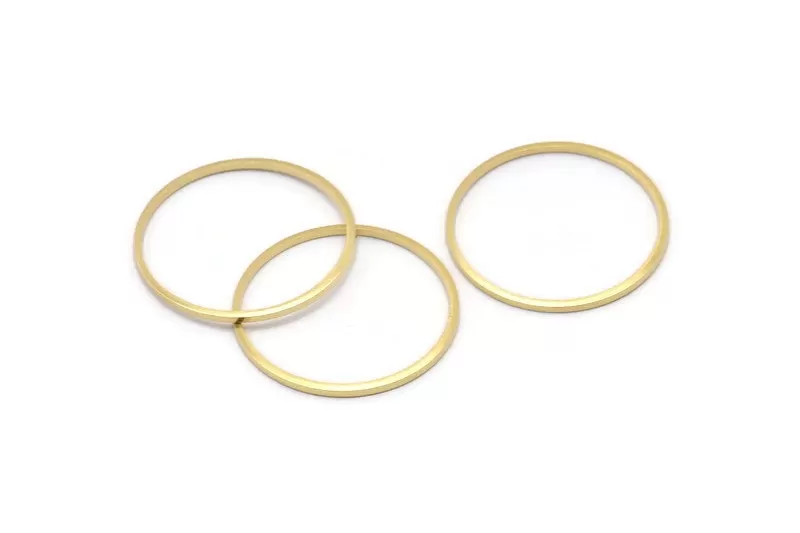 26mm Circle Connectors - 24 Raw Brass Circle Connectors (26x1x1mm) A2586