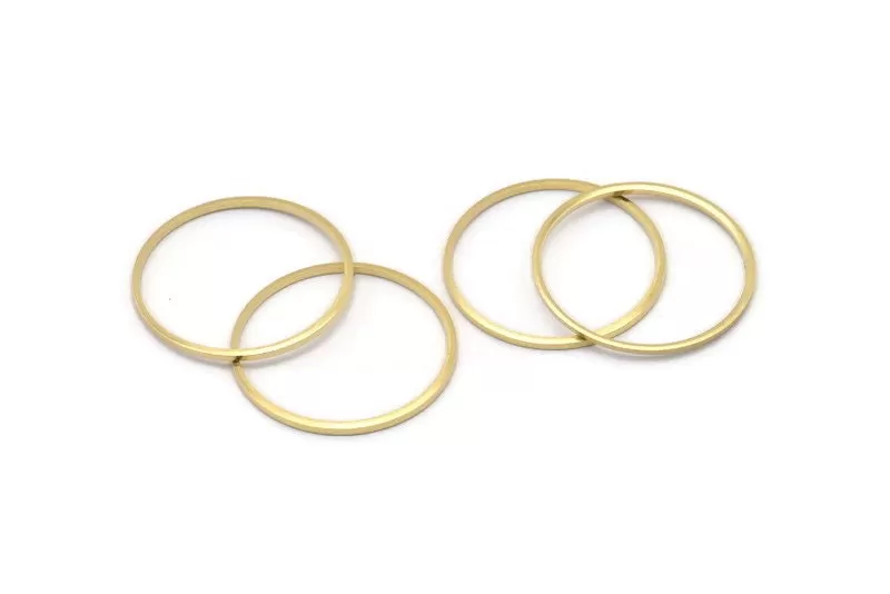 26mm Circle Connectors - 24 Raw Brass Circle Connectors (26x1x1mm) A2586