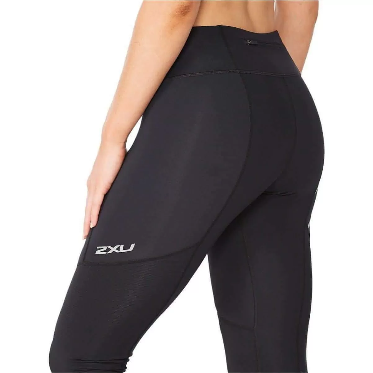 2XU Aero Vent Mid Rise Womens 3/4 Capri Running Tights - Black