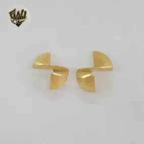 (4-2148) Stainless Steel - Twisted Fan Stud Earrings.