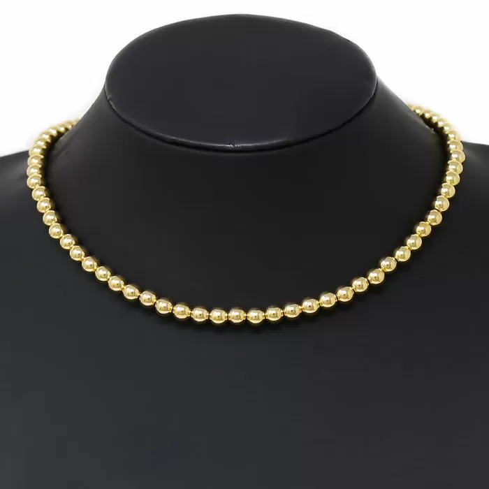 6 MM Metal Ball Beaded Short Necklace