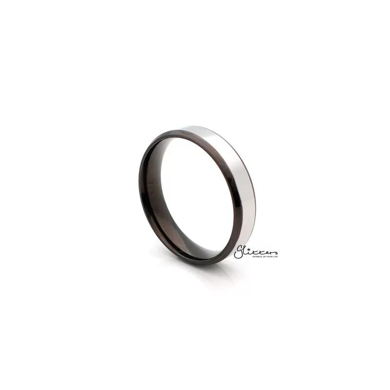 6mm Wide Stainless Steel Black 2-Tone Polished Center Band Ring