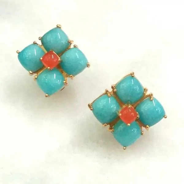 Amazonite & Carnelian Bloom Earrings