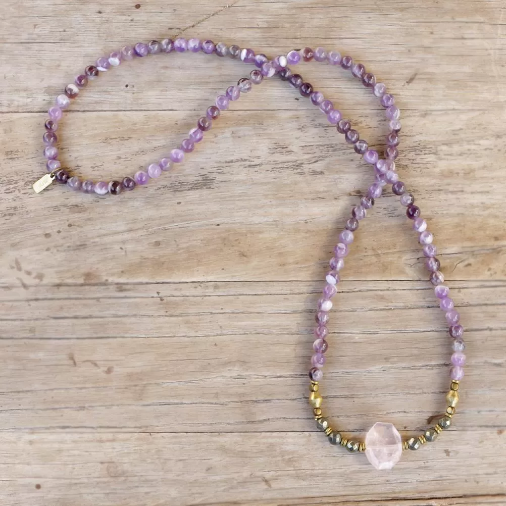 Amethyst and Rose Quartz Mala Bracelet