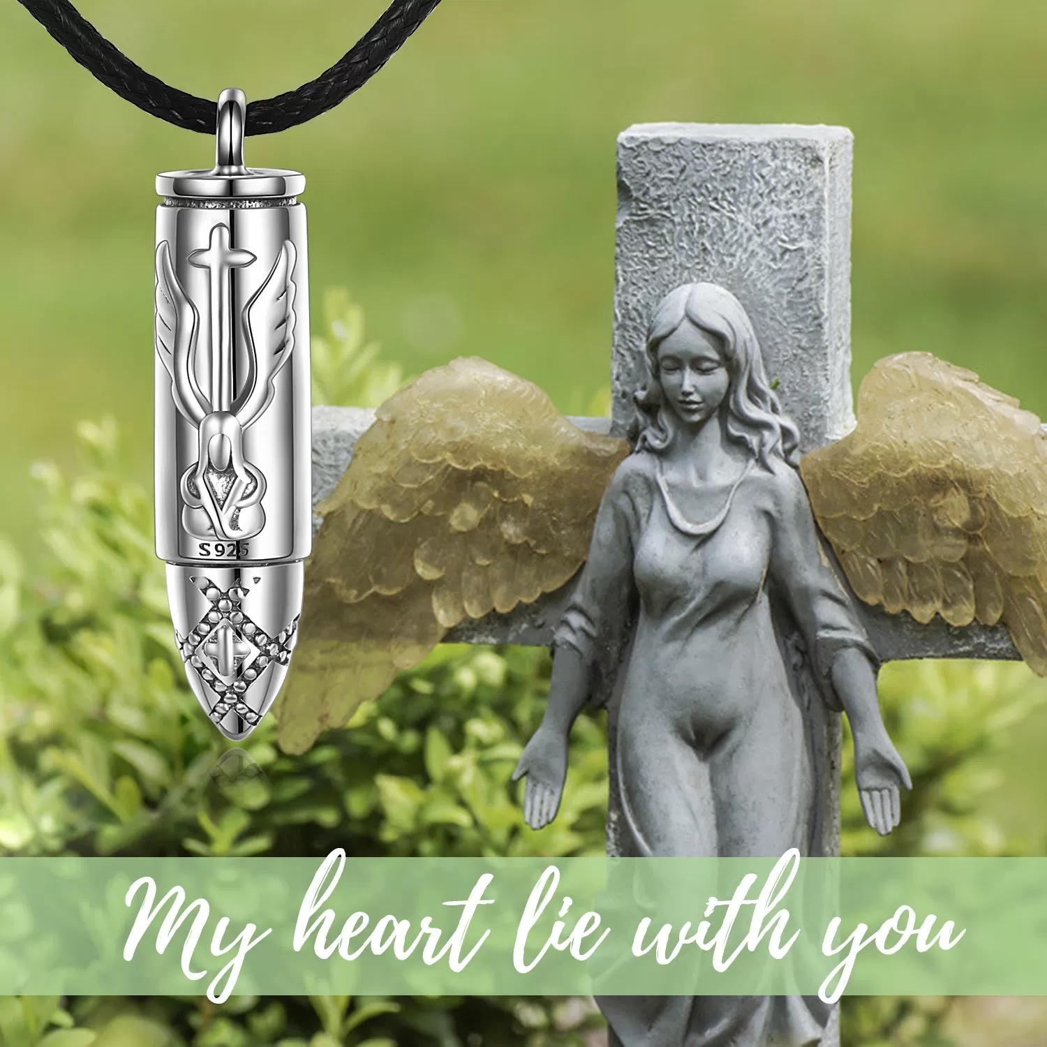 Angel Hamsa Bullet Urn Necklaces for Ashes