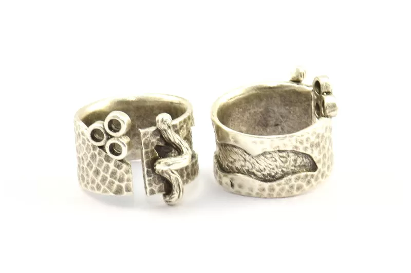 Antique Silver Ethnic Ring, Antique Silver Plated Brass Ring Setting N0156 H0327