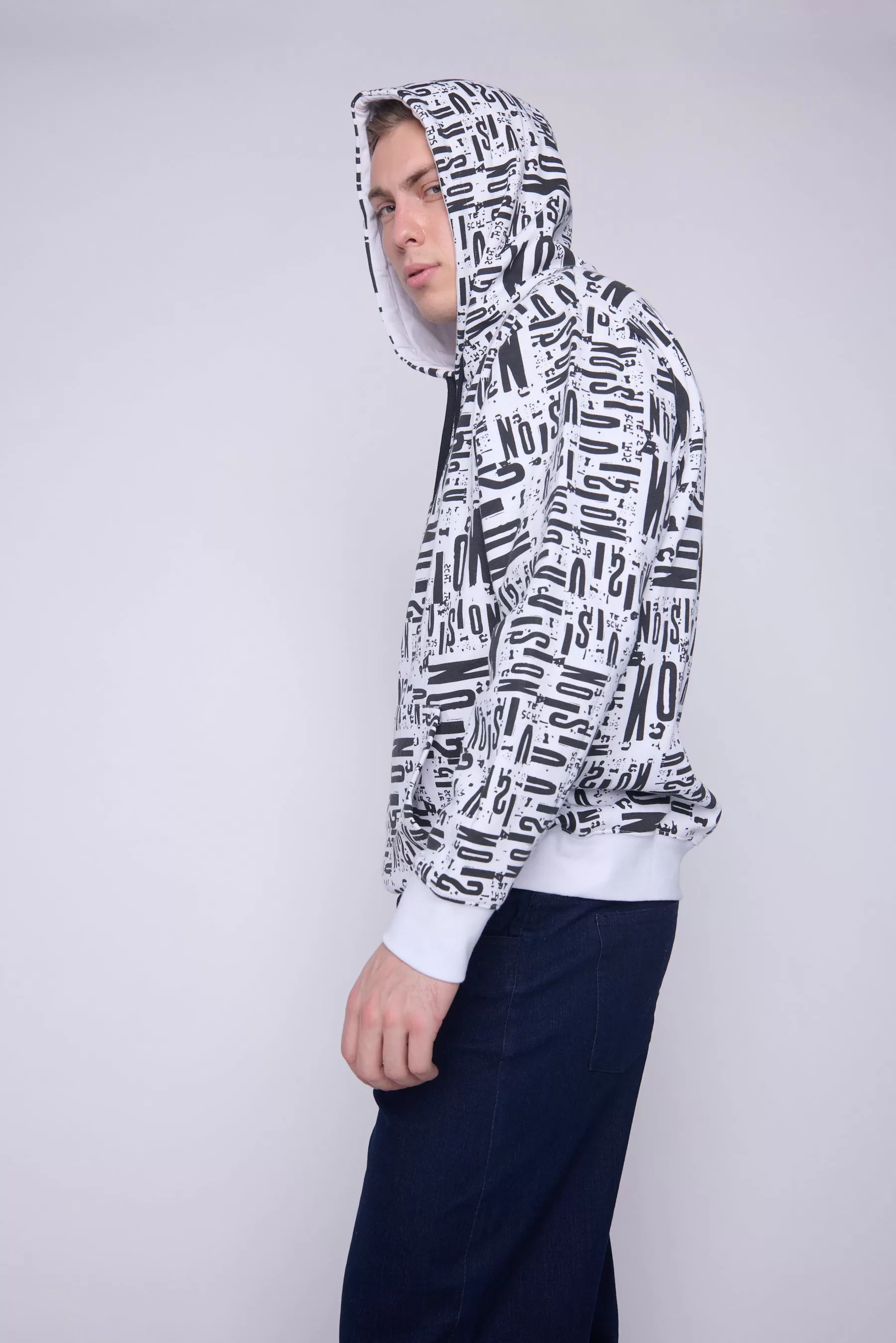 Aop Newspaper Hoodie - Ivory