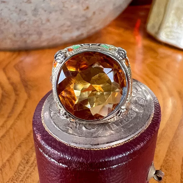 Art Deco Citrine Enamel Ring