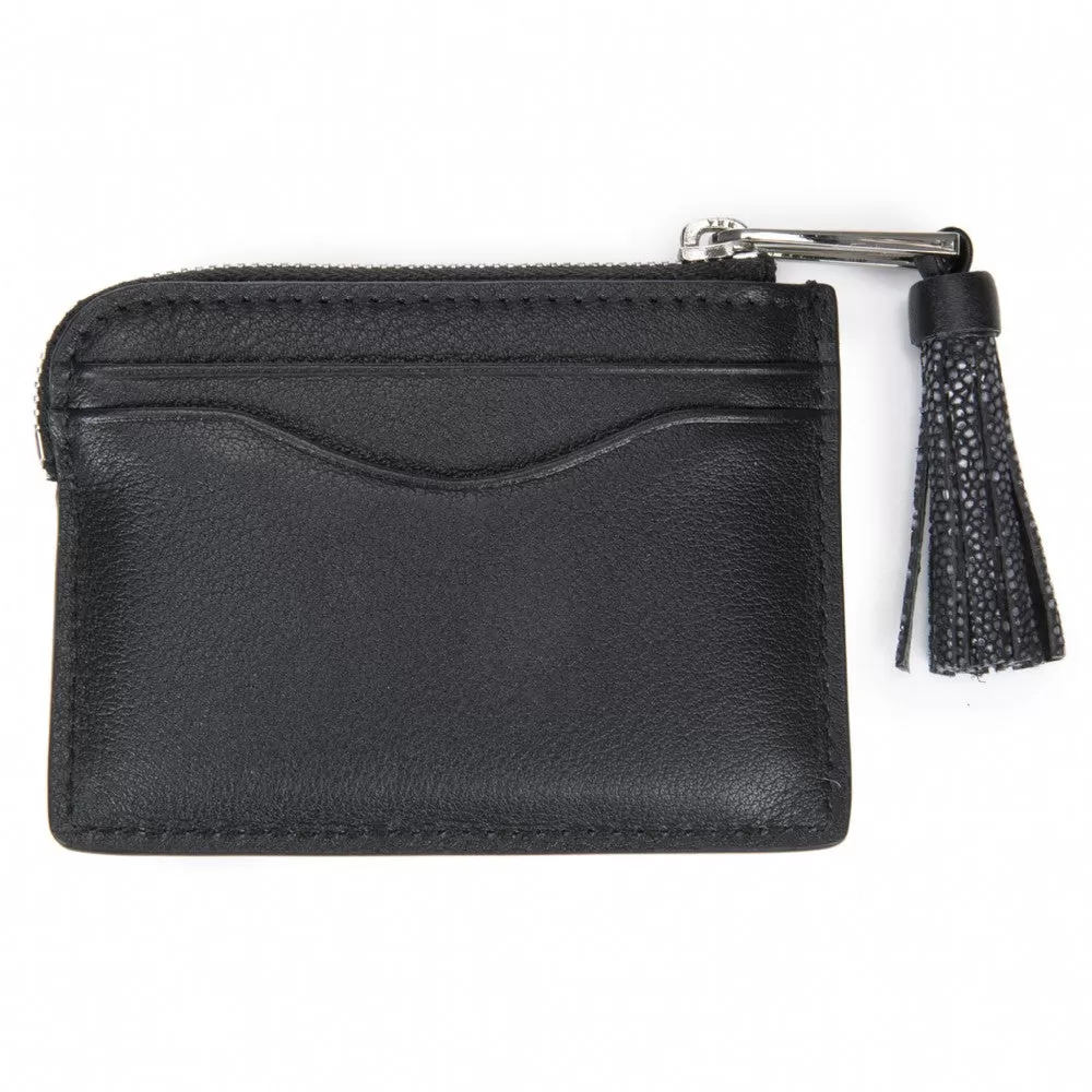 Avery Leather Card Pouch With Tassel