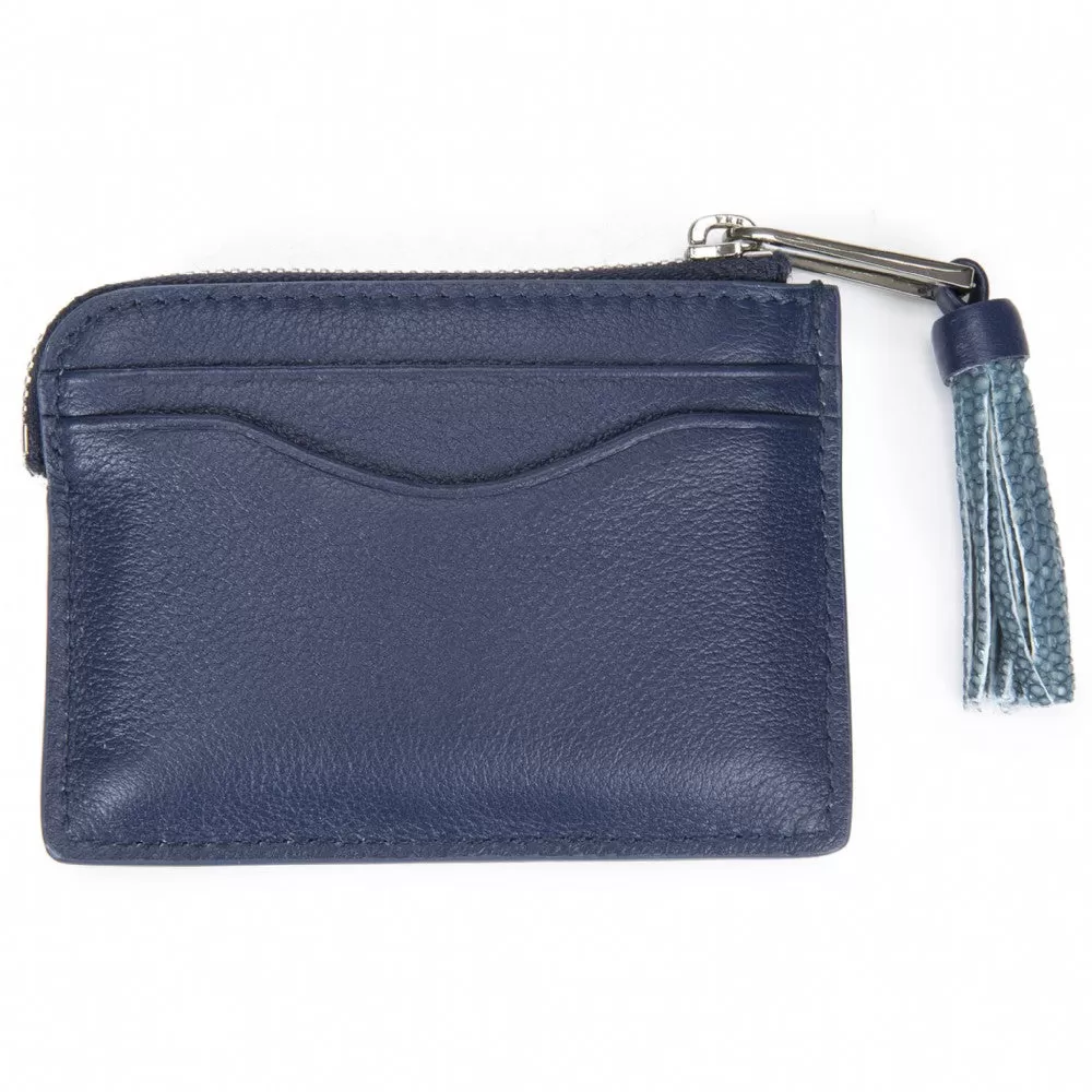 Avery Leather Card Pouch With Tassel