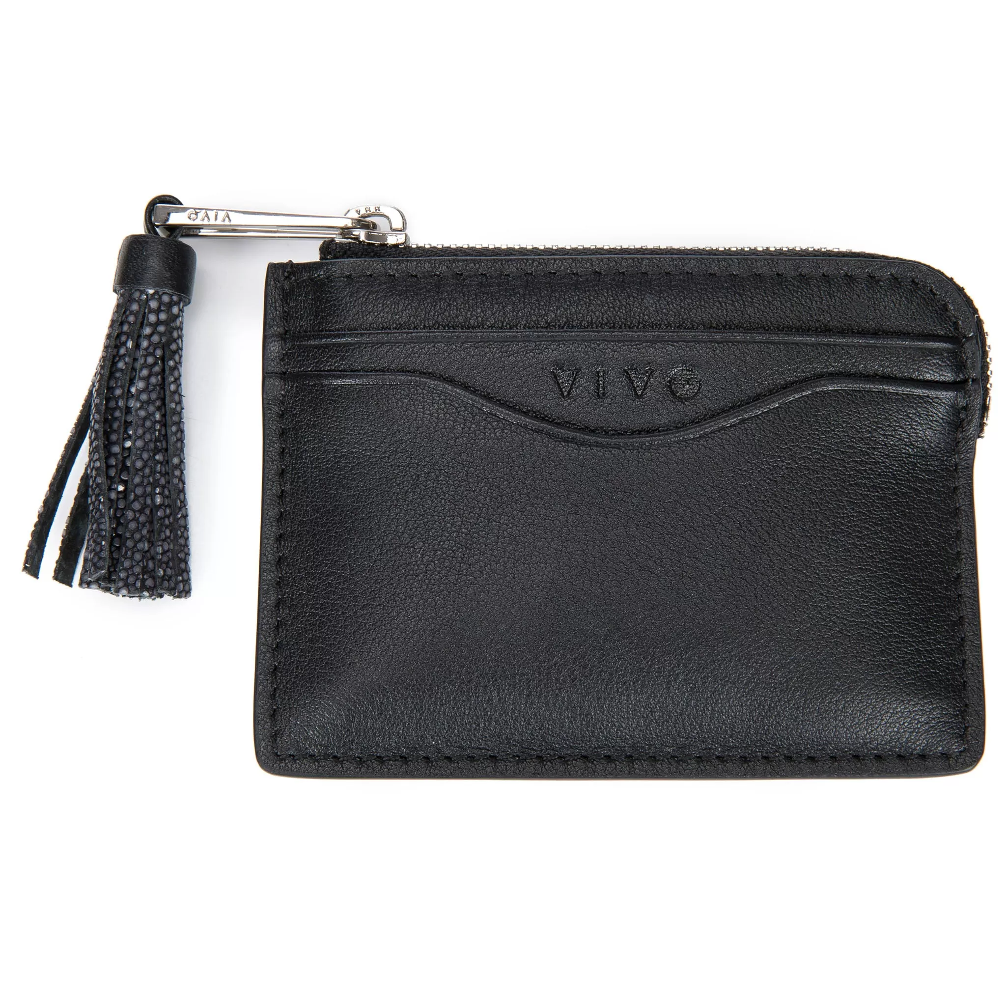 Avery Leather Card Pouch With Tassel