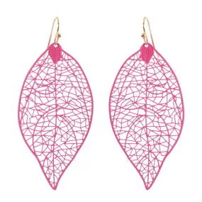 Barbie Theme Textured Metal Leaf Filigree Earrings