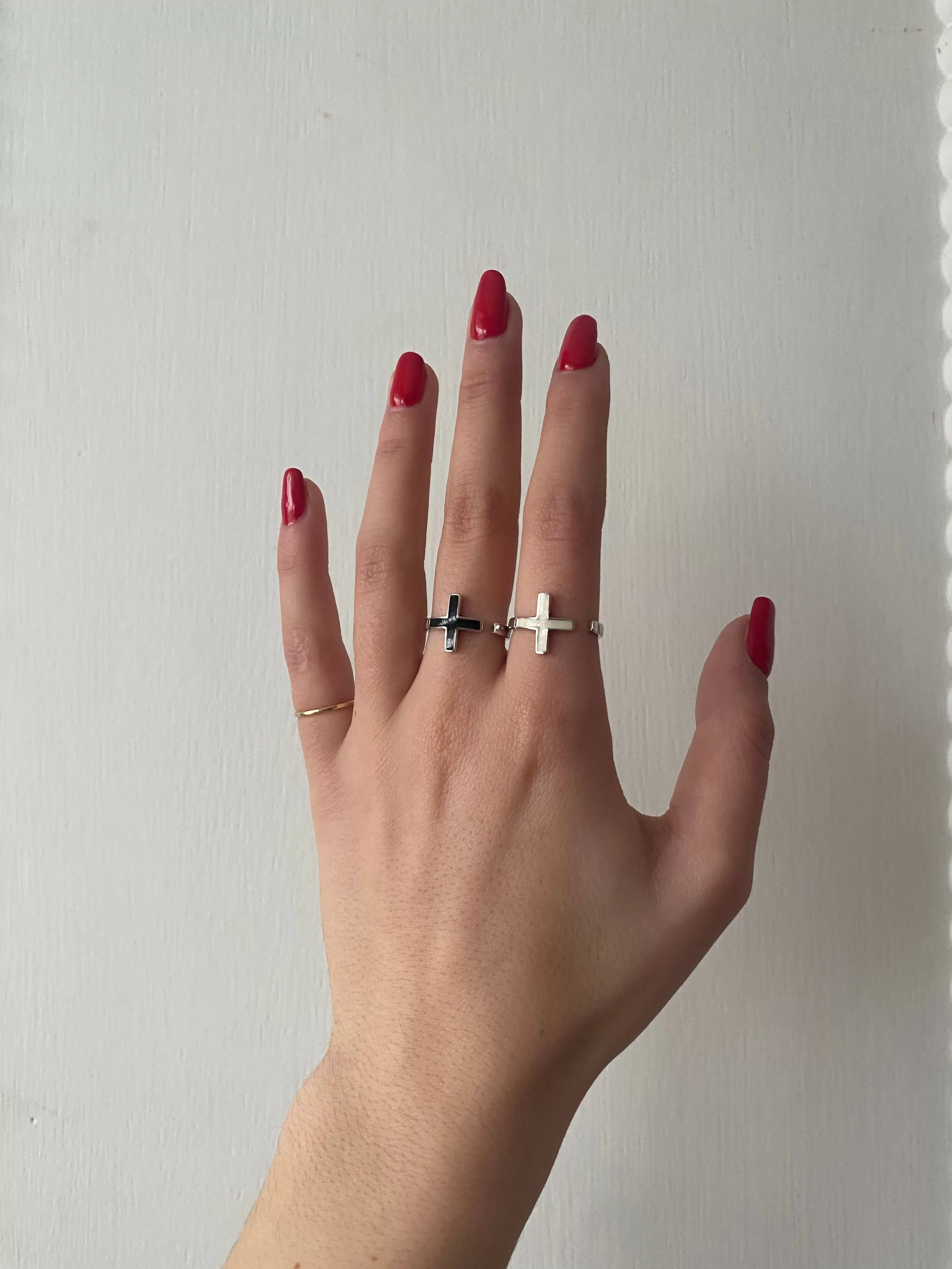 Black Adjustable Cross Ring