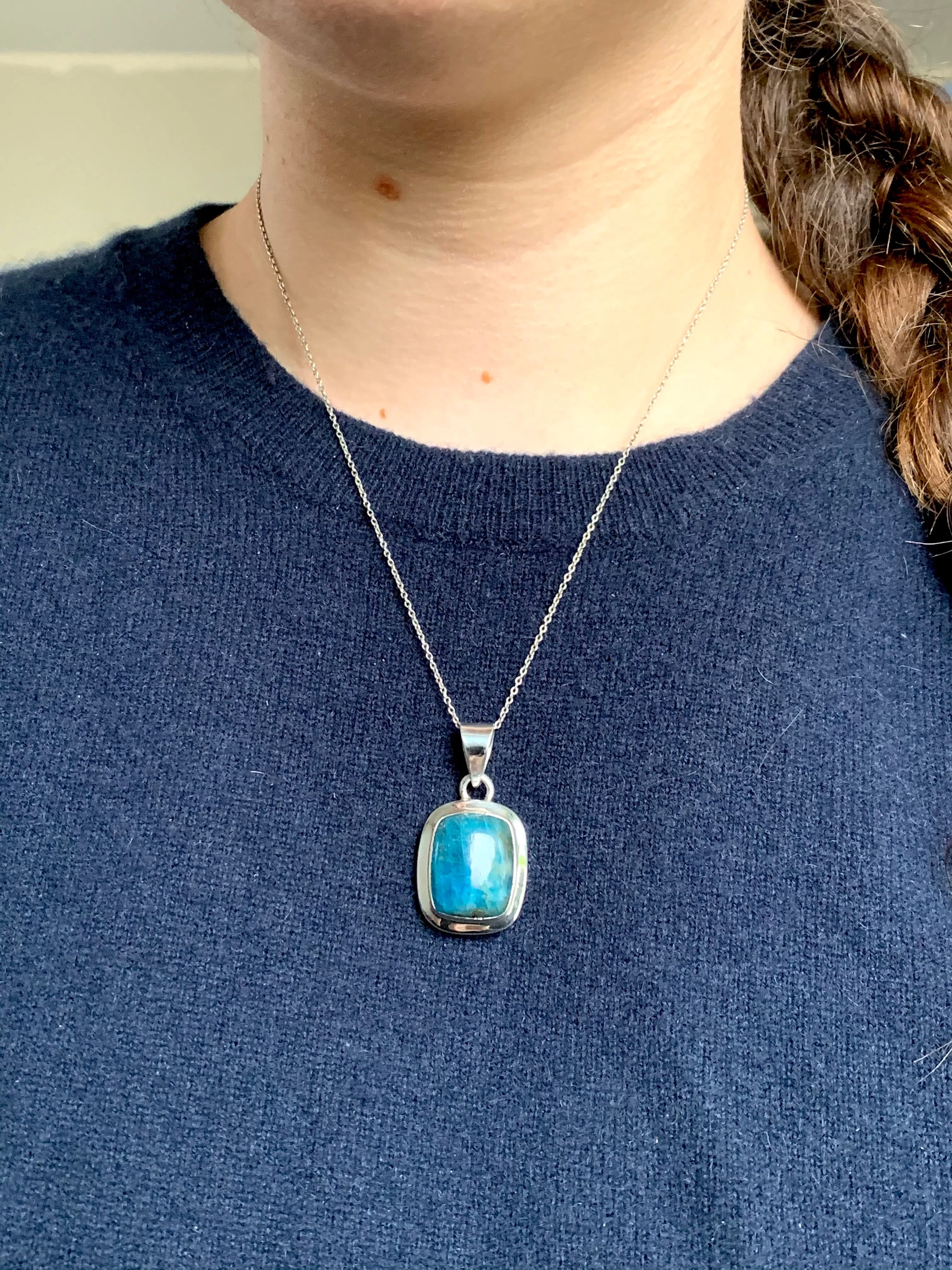 Blue Apatite Ansley Pendant - Square