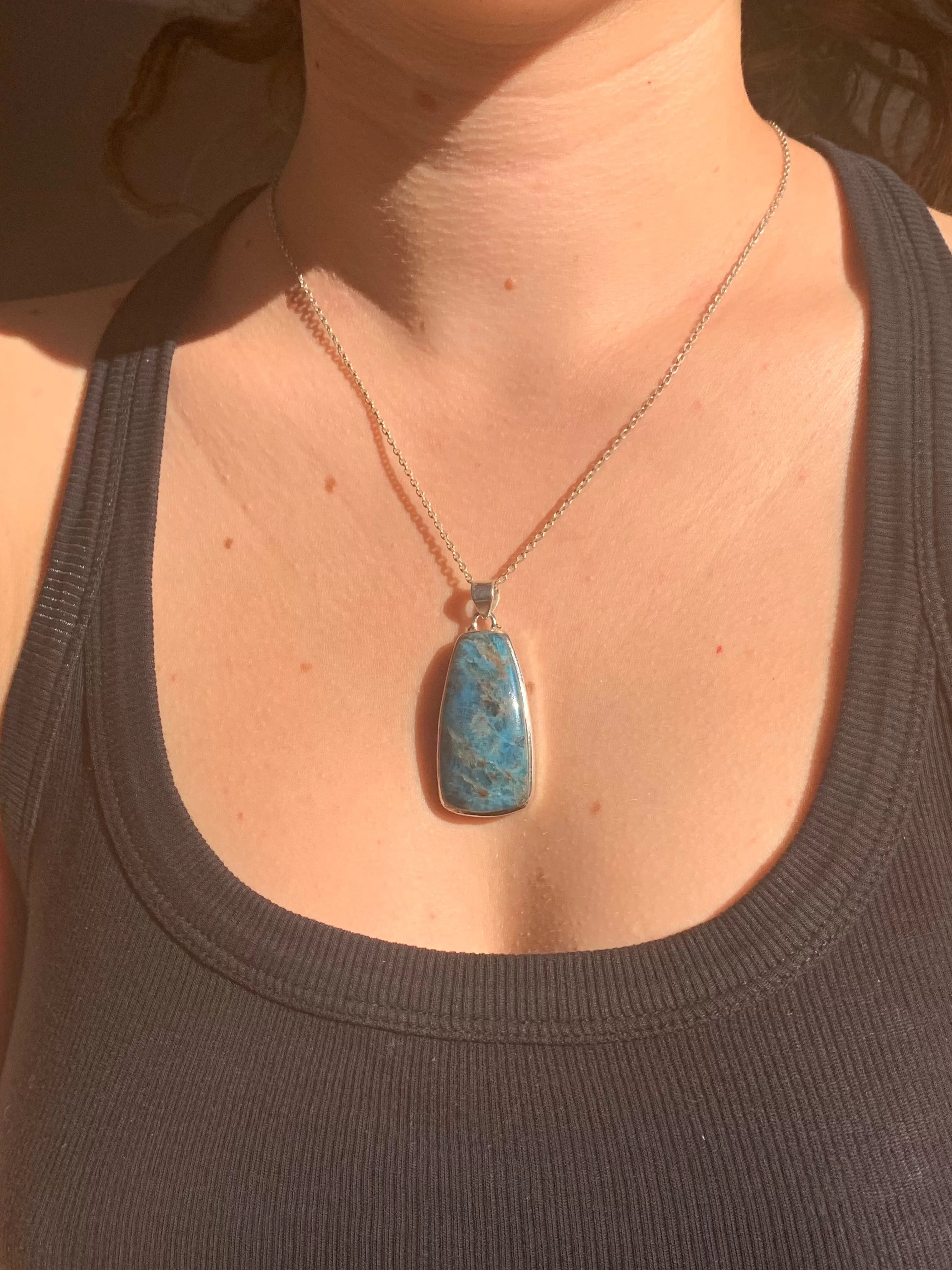 Blue Apatite Naevia Pendant - Bell