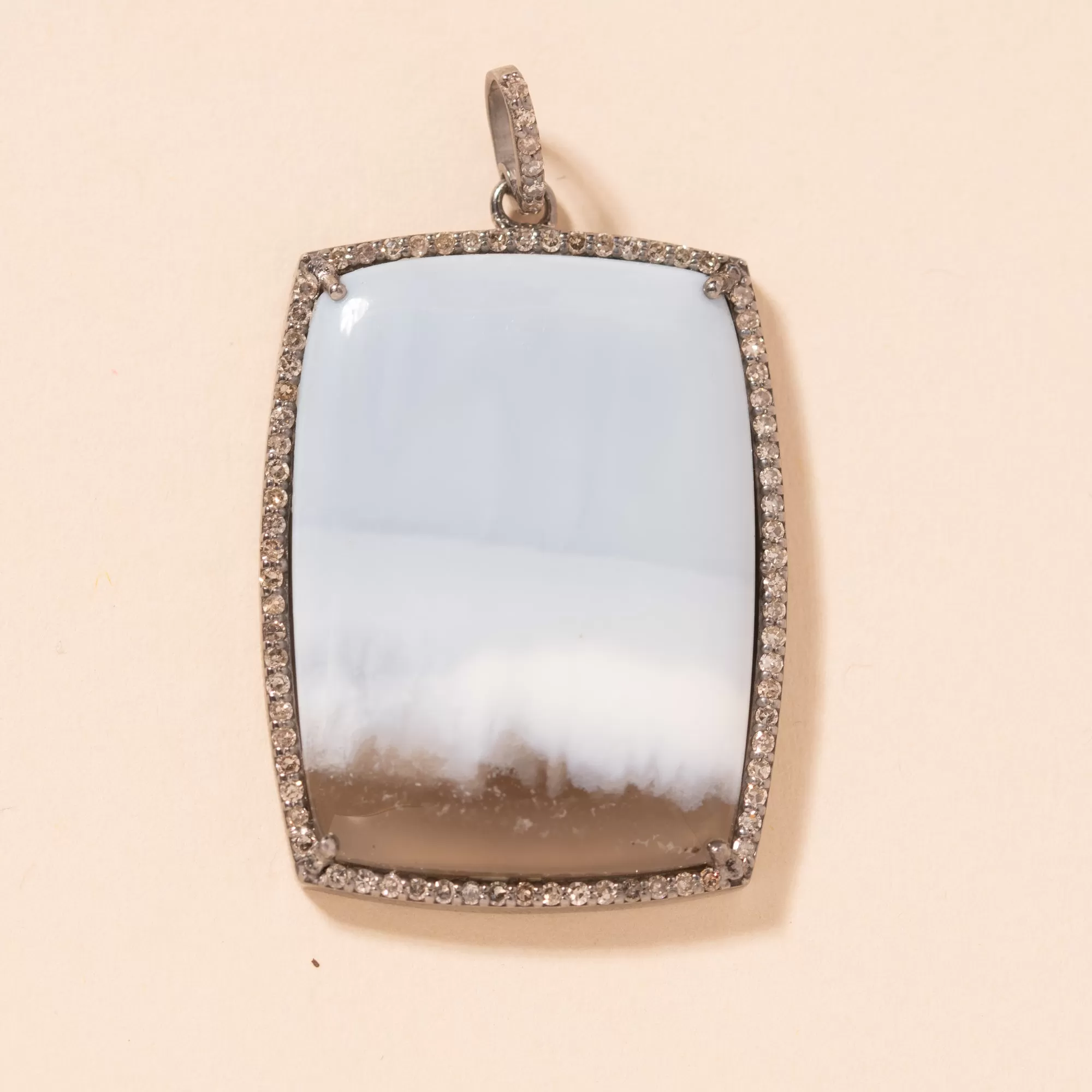 Blue Dendritic Opal Rectangular Pendant