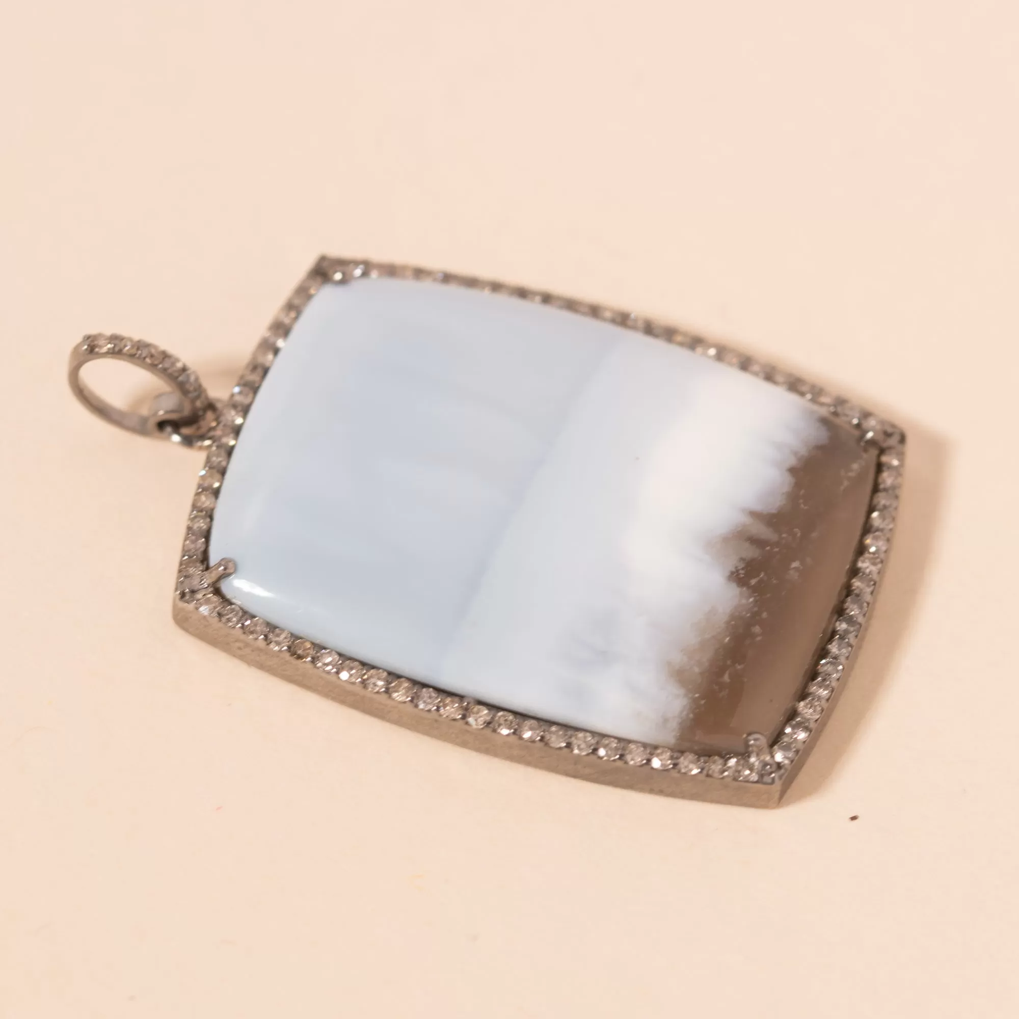 Blue Dendritic Opal Rectangular Pendant