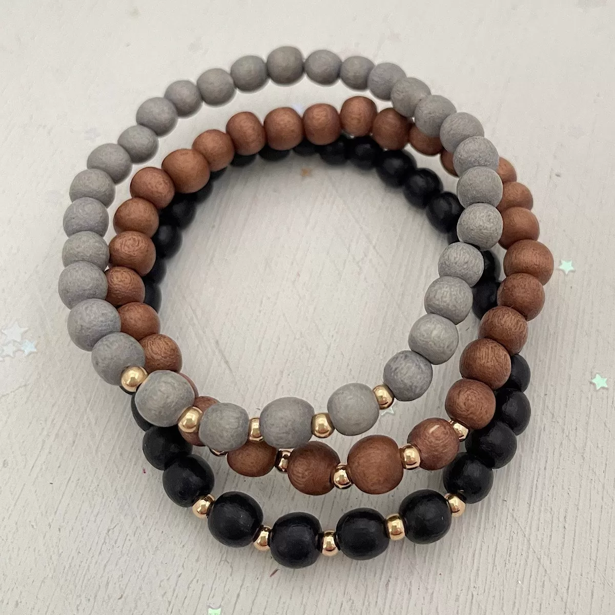 Boho Wood Bead Stacking Bracelets