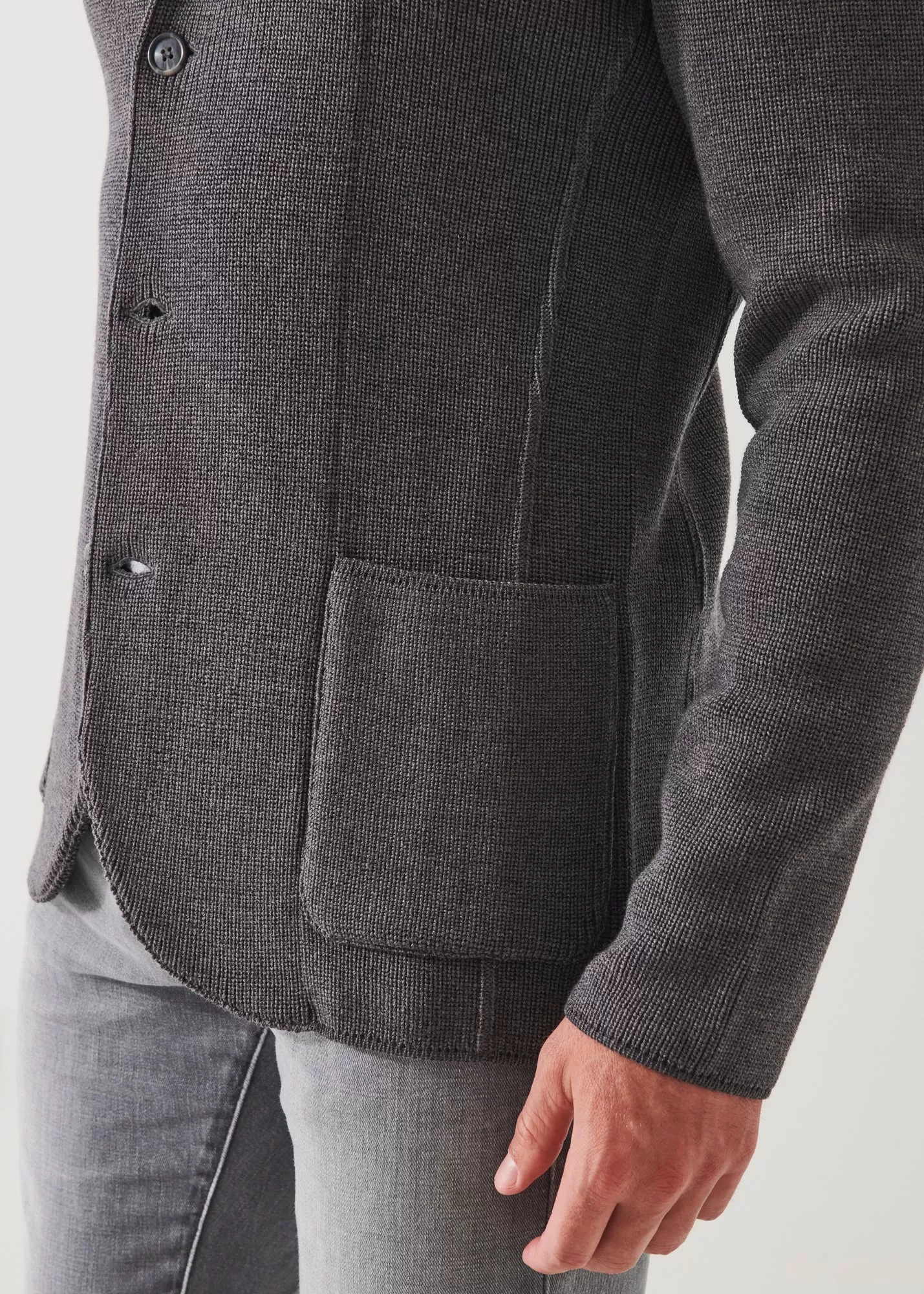 CARDIGAN STITCH MERINO WOOL 3-BUTTON BLAZER